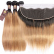 Strawberry Blonde Remy Hair Bundle with Frontal / Straight Dip Dye