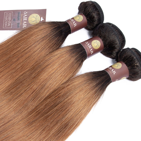 Auburn Remy Hair Bundle with Closure / Straight Dip Dye
