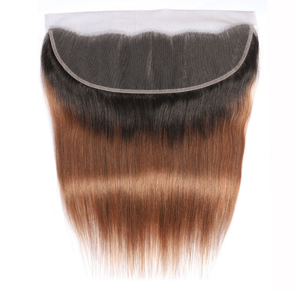 Auburn Remy Hair Bundle with Frontal / Straight Dip Dye