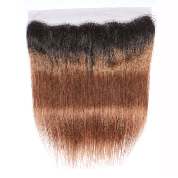 Auburn Remy Hair Bundle with Frontal / Straight Dip Dye
