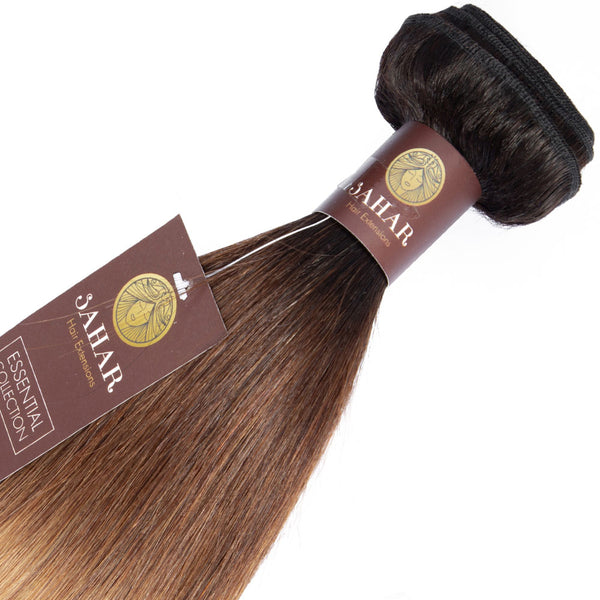 Ombre Chocolate Brown / Strawberry Blonde Remy Hair Extensions / Straight