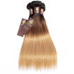 Ombre Chocolate Brown / Strawberry Blonde 3 Bundles Remy Hair Extensions / Straight
