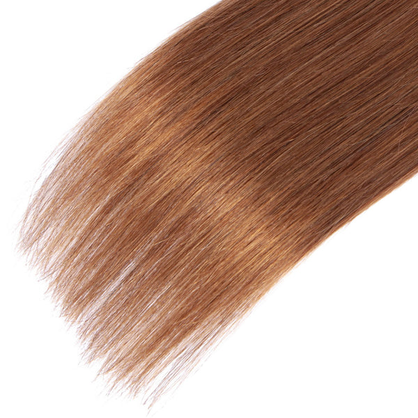 Ombre Chocolate Brown / Auburn Remy Hair Bundle with Frontal / Straight