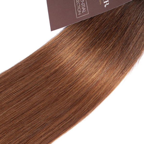 Ombre Chocolate Brown / Auburn Remy Hair Bundle with Closure / Straight