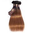 Ombre Chocolate Brown / Auburn Remy Hair Bundle with Closure / Straight