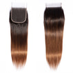 Ombre Chocolate Brown / Auburn Remy Hair Bundle with Closure / Straight
