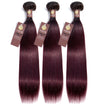 Midnight Red Remy Human Hair Bundle with Closure / Straight Dip Dye