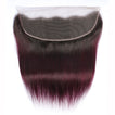 Midnight Red Remy Human Hair Bundle with Frontal / Straight Dip Dye