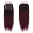 Midnight Red Remy Human Hair Bundle with Closure / Straight Dip Dye