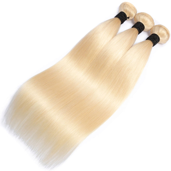 Beach Blonde Remy Human Hair Bundle with Frontal / Straight