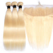 Beach Blonde Remy Human Hair Bundle with Frontal / Straight