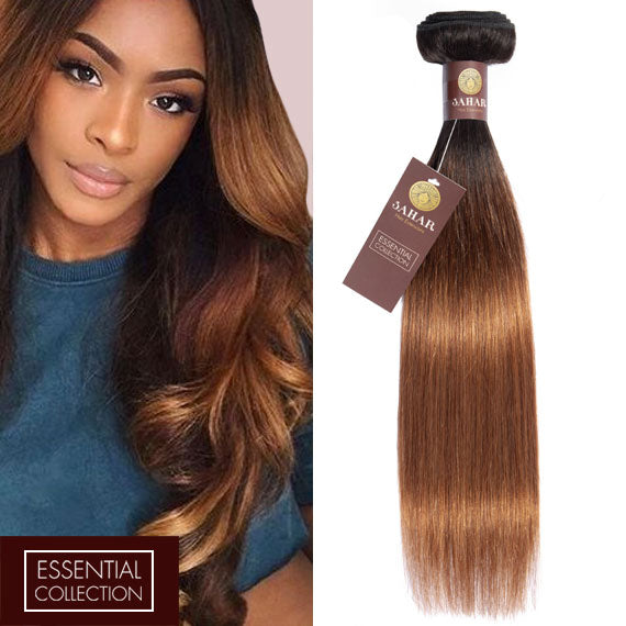 Ombre Chocolate Brown / Auburn Remy Hair Extensions / Straight