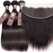 Straight Virgin Human Hair Bundle with Frontal / 8A Natural Black