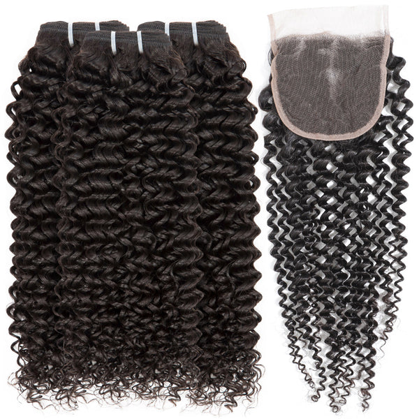 PREMIUM 10A Brazilian Hair Bundle with Closure / Deep Curls