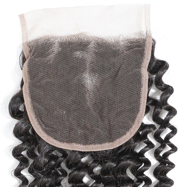 PREMIUM 10A Brazilian Virgin Remy Hair Closure 4x4 Inch Deep Curls - Free Part