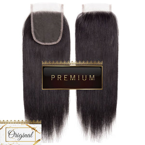 PREMIUM 10A Brazilian Virgin Remy Hair Closure 4x4 Inch Straight - Free Part