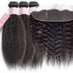 Kinky Straight Human Hair Bundle with Frontal / 6A Black