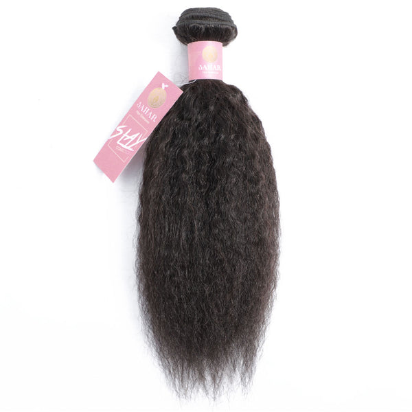Kinky Straight Human Hair Extensions / 6A Black
