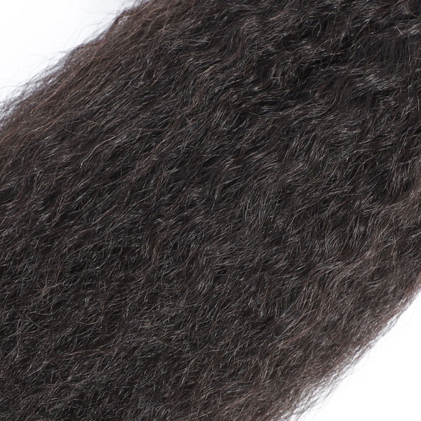 Kinky Straight Human Hair Extensions / 6A Black