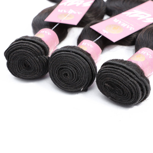 Body Wave Human Hair Bundle with Frontal / 6A Black