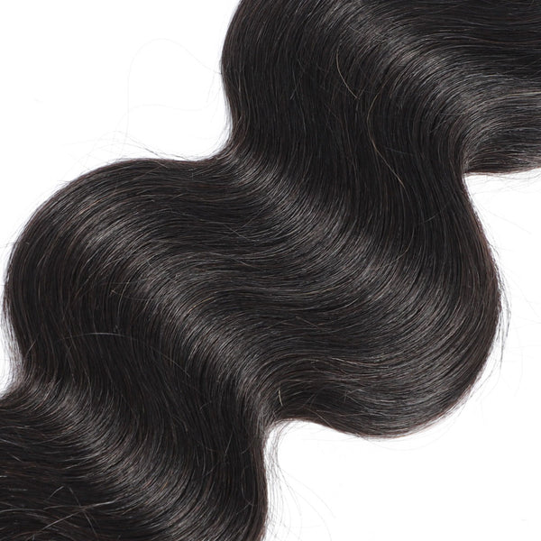 Body Wave Human Hair Bundle with Frontal / 6A Black
