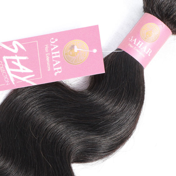 Body Wave Human Hair Bundle with Closure / 6A Black
