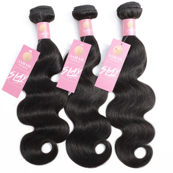 Body Wave Human Hair Bundle with Closure / 6A Black