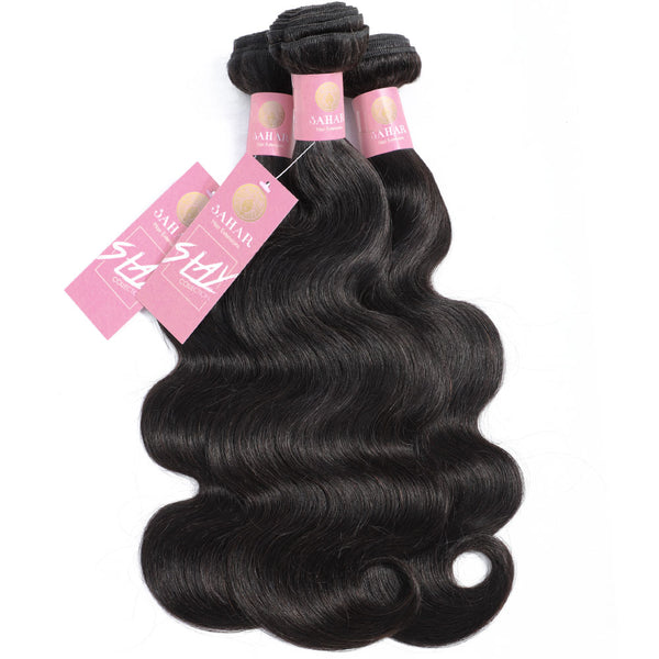 Body Wave Human Hair Bundle with Closure / 6A Black