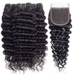 Deep Wave Human Hair Bundle with Closure / 6A Black