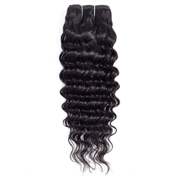 Deep Wave Human Hair Extensions / 6A Black