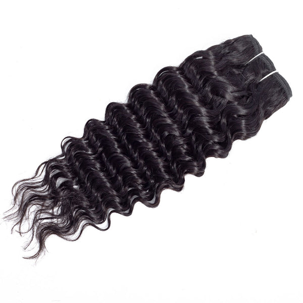 Deep Wave Human Hair Extensions / 6A Black