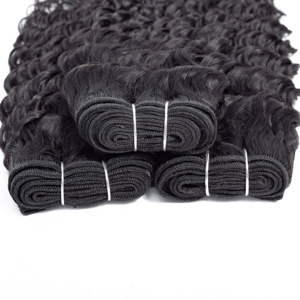 Deep Wave Human Hair Bundle with Frontal / 6A Black