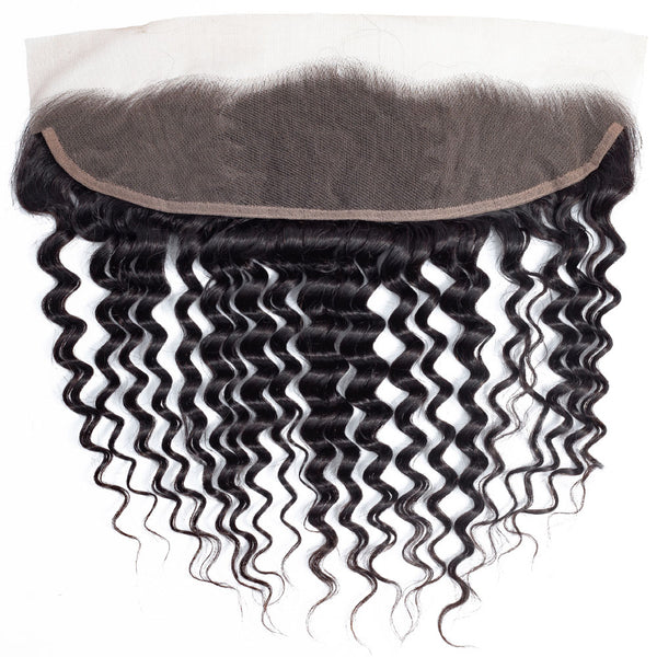 Deep Wave Human Hair Bundle with Frontal / 6A Black
