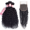 Jerry Curl Human Hair Bundle with Closure / 6A Black