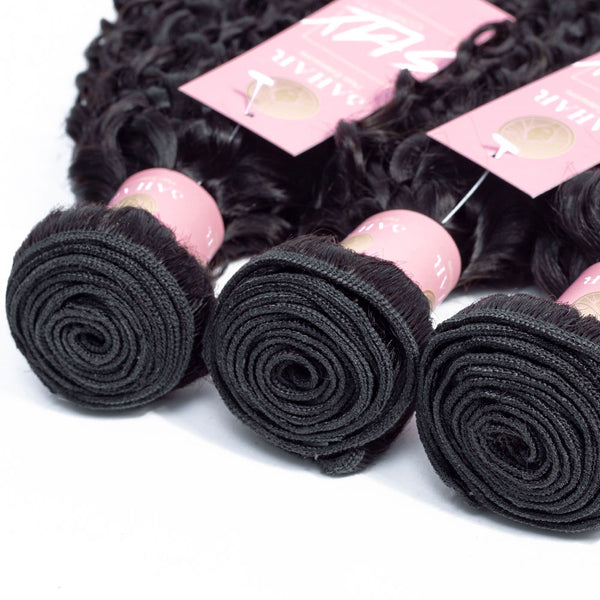 Jerry Curl Human Hair Bundle with Closure / 6A Black
