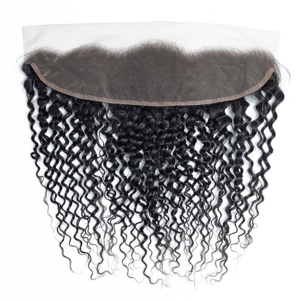 Jerry Curl Human Hair Bundle with Frontal / 6A Black