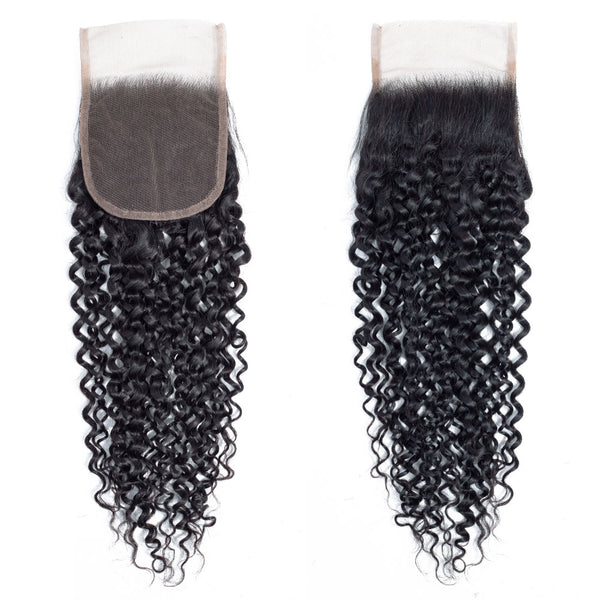 Jerry Curl Human Hair Bundle with Closure / 6A Black