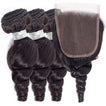 Loose Wave Human Hair Bundle with Closure / 6A Black