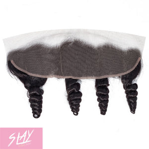 Loose Wave Human Hair Lace Frontal 4x13 Inch Free Part / Black 6A
