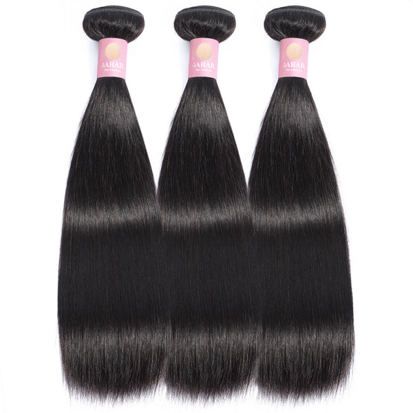 Straight Human Hair Bundle with Frontal / 6A Black