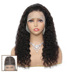 Sahar Faye Deep Wave Human Hair Lace Front T Part Wig #1B Natural Black