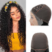 Sahar Faye Deep Wave Human Hair Lace Front T Part Wig #1B Natural Black