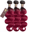 Fuchsia Queen Remy Human Hair Bundle with Frontal / Body Wave Dip Dye