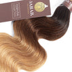 Ombre Chocolate Brown / Strawberry Blonde 3 Bundles Remy Hair Extensions / Body Wave