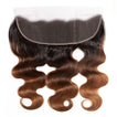 Ombre Chocolate Brown / Auburn Remy Hair Bundle with Frontal / Body Wave