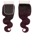Midnight Red Remy Human Hair Closure 4x4 Inch Body Wave - Free Part Dip Dye