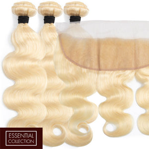 Beach Blonde Remy Human Hair Bundle with Frontal / Body Wave