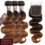 Ombre Chocolate Brown / Auburn Remy Hair Bundle with Closure / Body Wave