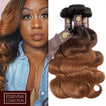 Ombre Chocolate Brown / Auburn 3 Bundles Remy Hair Extensions / Body Wave