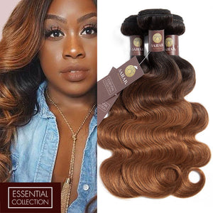 Ombre Chocolate Brown / Auburn 3 Bundles Remy Hair Extensions / Body Wave